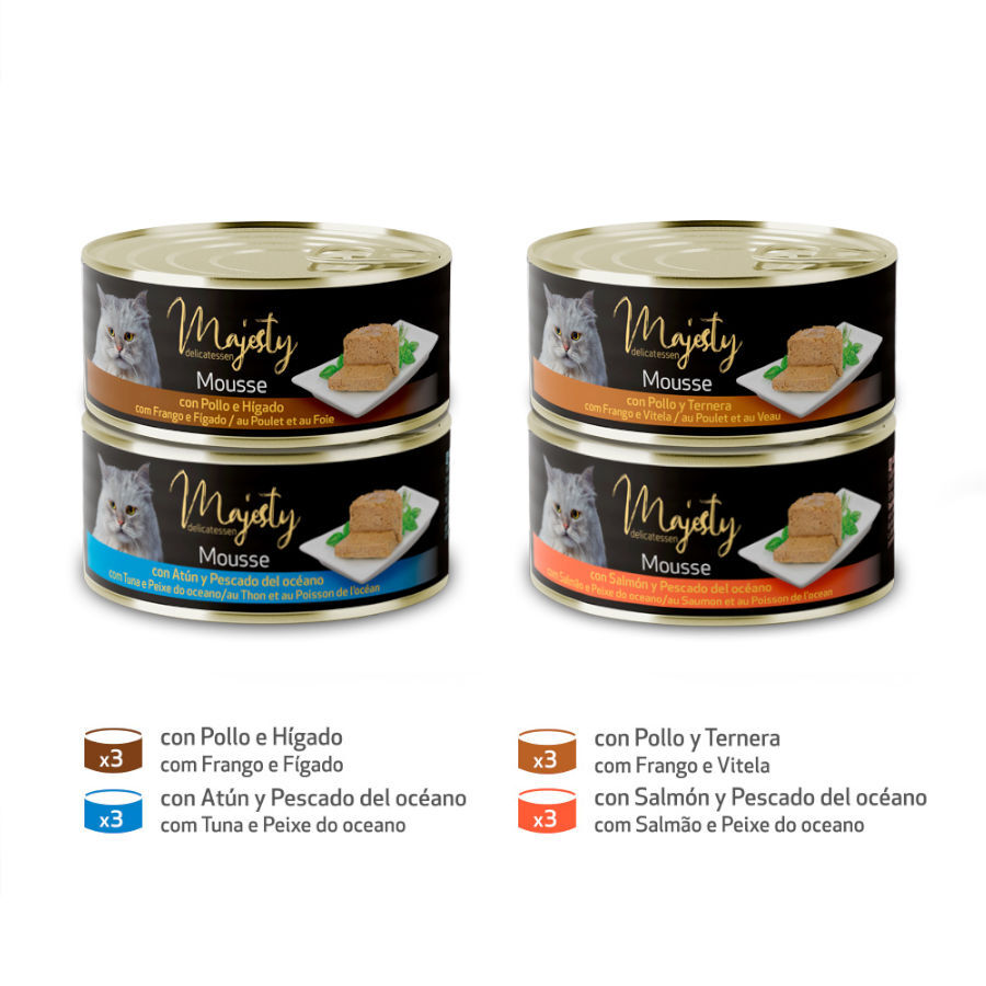 12 latas x 85 g Majesty Adult Mousse Mix lata para gatos, , large Imagen numero 2